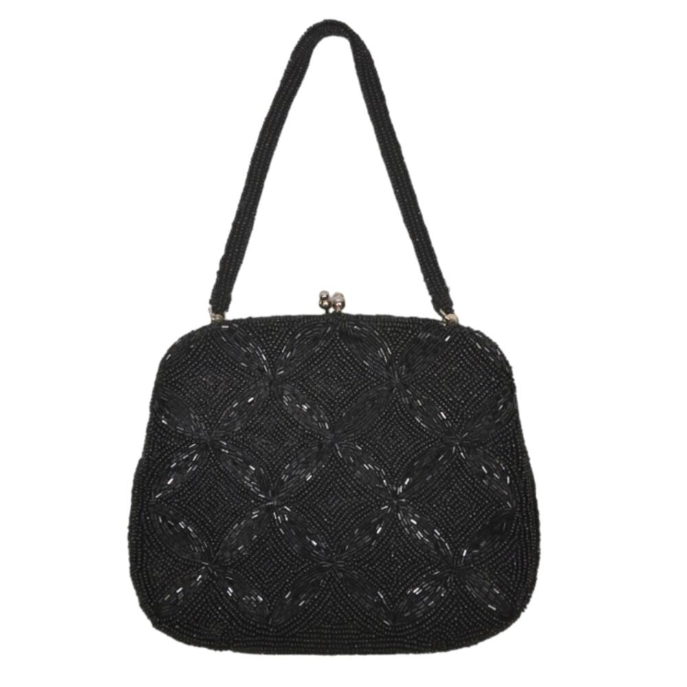 Vintage Fully Beaded Purse Black